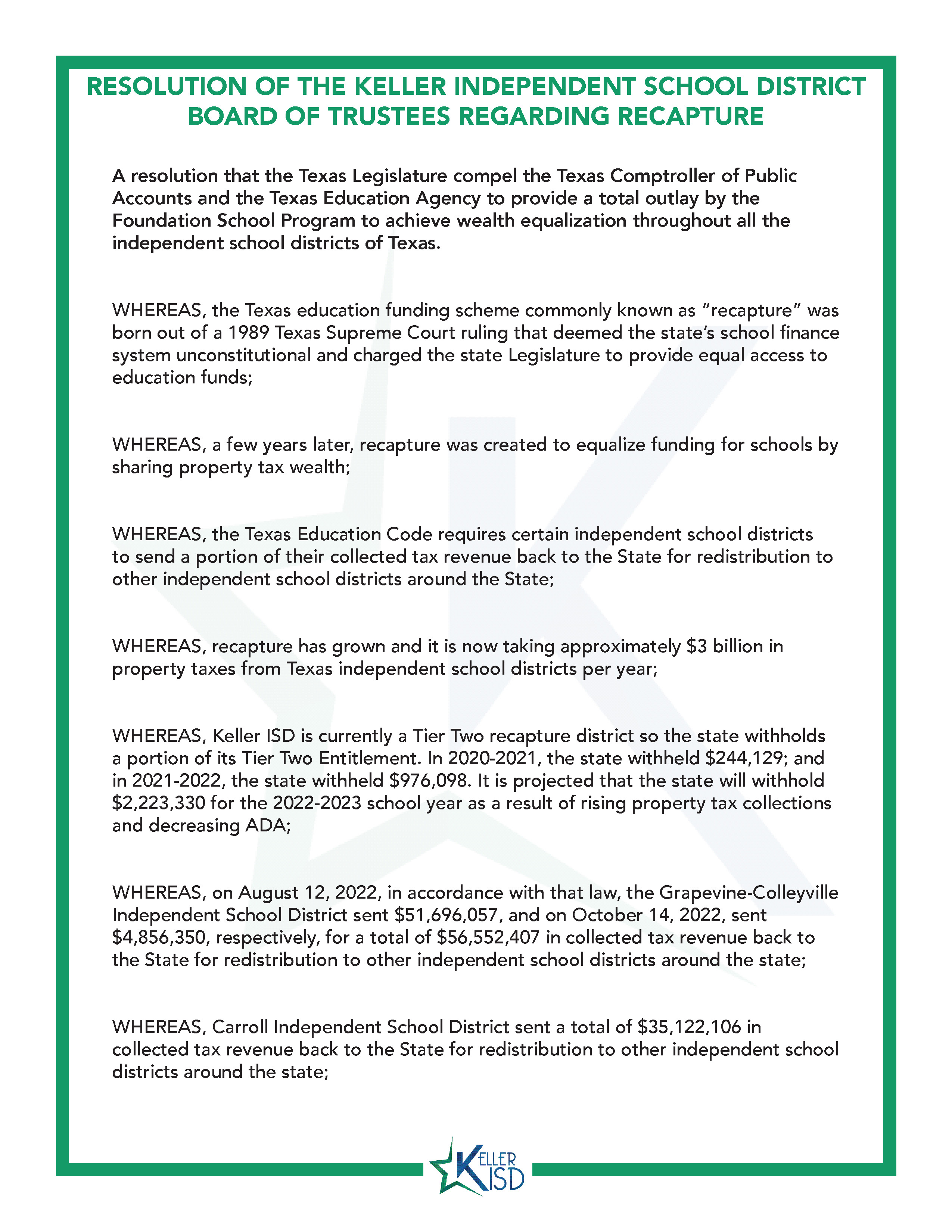Screenshot of a resolution from the Board of Trustees; click for full PDF