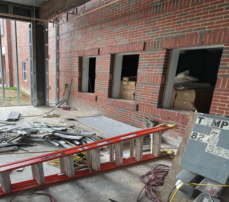 Brick being placed at Keller Center for Advanced Learning.