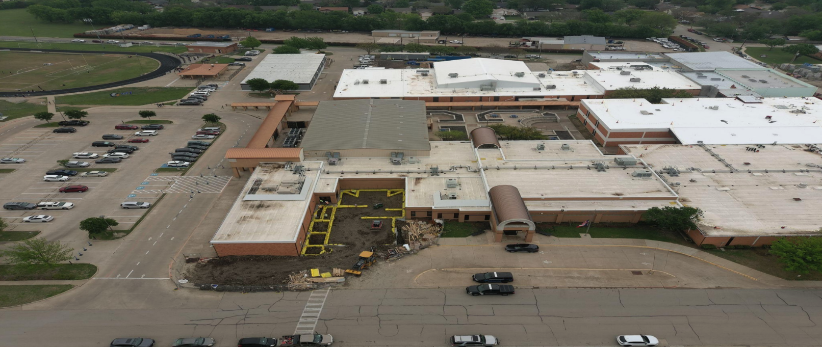 Aerial view of Keller MS construction.
