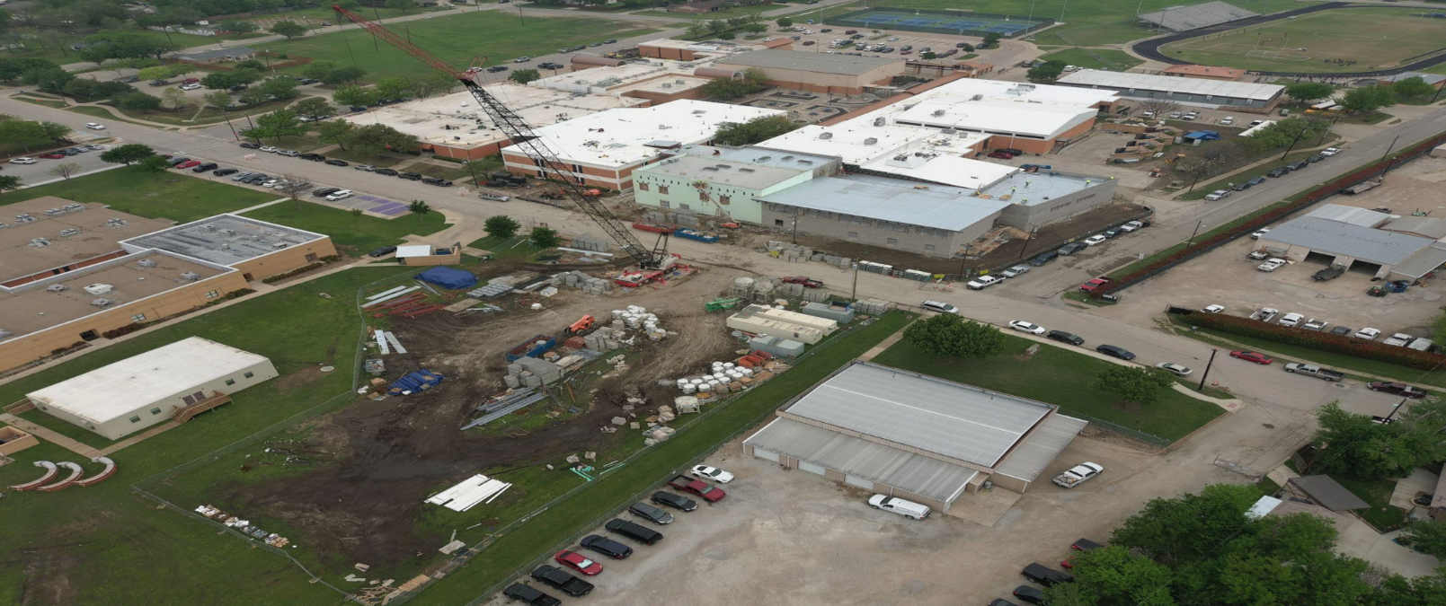 Aerial view of Keller MS construction.