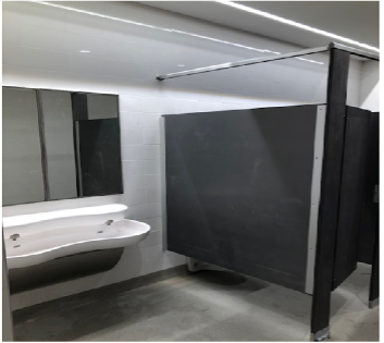 View inside a bathroom under construction at WRES