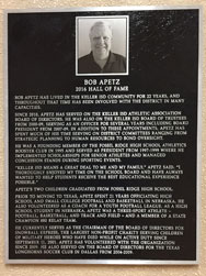 HOF Plaque for Bob Apetz 