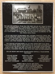 HOF Plaque for the 2003 Keller High Softball Team 