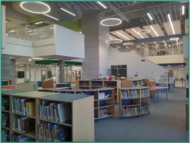 Interior of the finished Learning Commons at FES