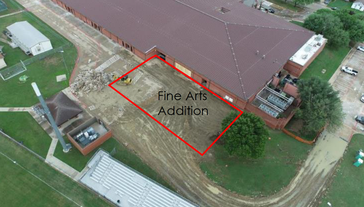 Aerial showing where the FHMS addition will be located