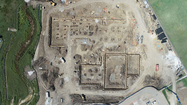 Overhead aerial of the HES construction site 
