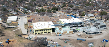 Aerial view of Parkview construction from March 2022