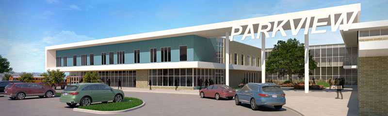 Rendering of the new PES entryway 