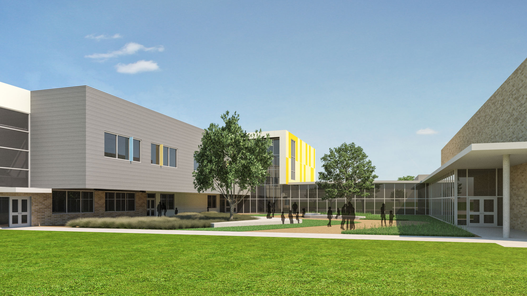 Rendering of the courtyard at the new WRES 