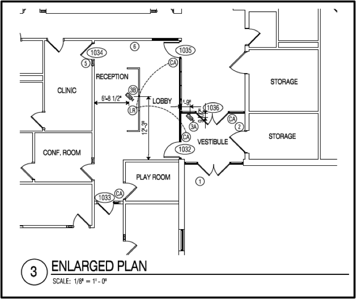 Schematic example of secure entry vestibule 