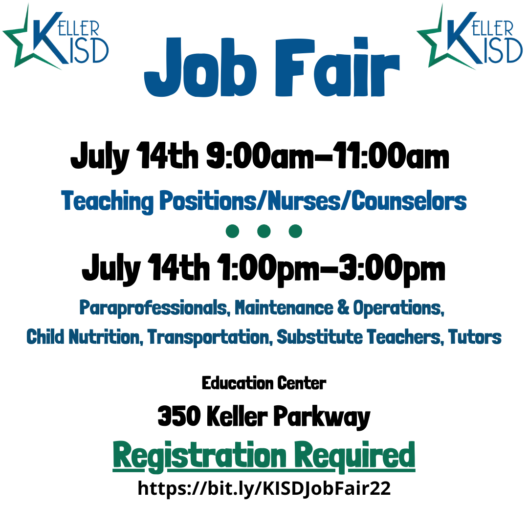 Image of text conveying Job Fair details from the story; click for registration link